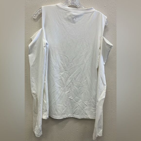 Varley Classic White Cold Shoulder Long Sleeve Sheer Detail Top Small #744 - Picture 2 of 3